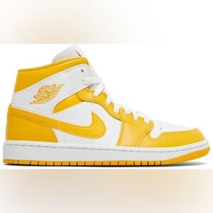 Women's Nike Air Jordan 1 mid Sneakers - White and University Gold